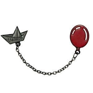 Pin “IT” Paper Boat & Balloon w/ Chain Enamel Brooch